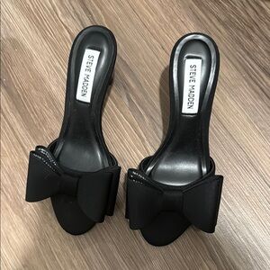 Steve Madden Black Mules with Bow Detail